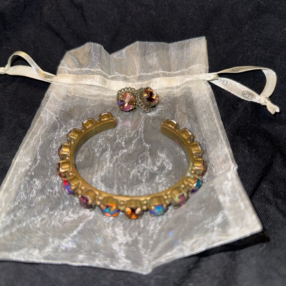 Elegant Multicolor Sorrelli Bronze Bracelet and Earring Set